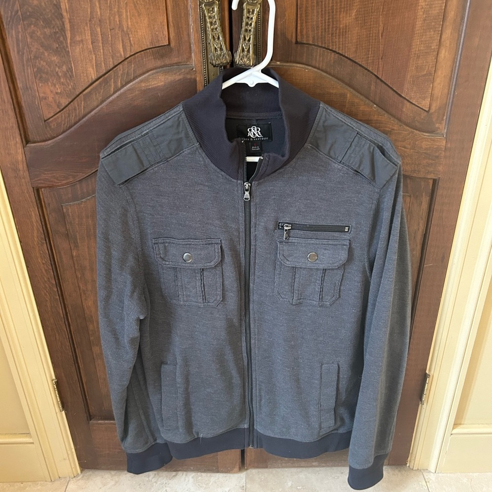 Rock & Republic Men's Dark Gray Bomber Jacket
